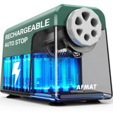 AFMAT PSD1 Rechargeable 6-Hole Electric Pencil Sharpener Heavy Duty, Auto Stop Classroom Pencil Sharpener for 6-11mm Pencils, 10,000+ Sharpenings