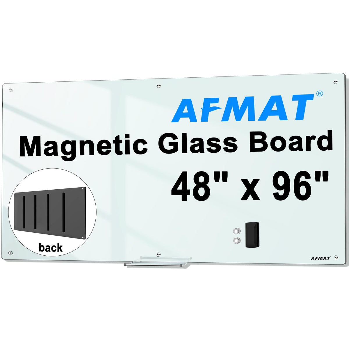 AFMAT Magnetic Glass Whiteboard, 96