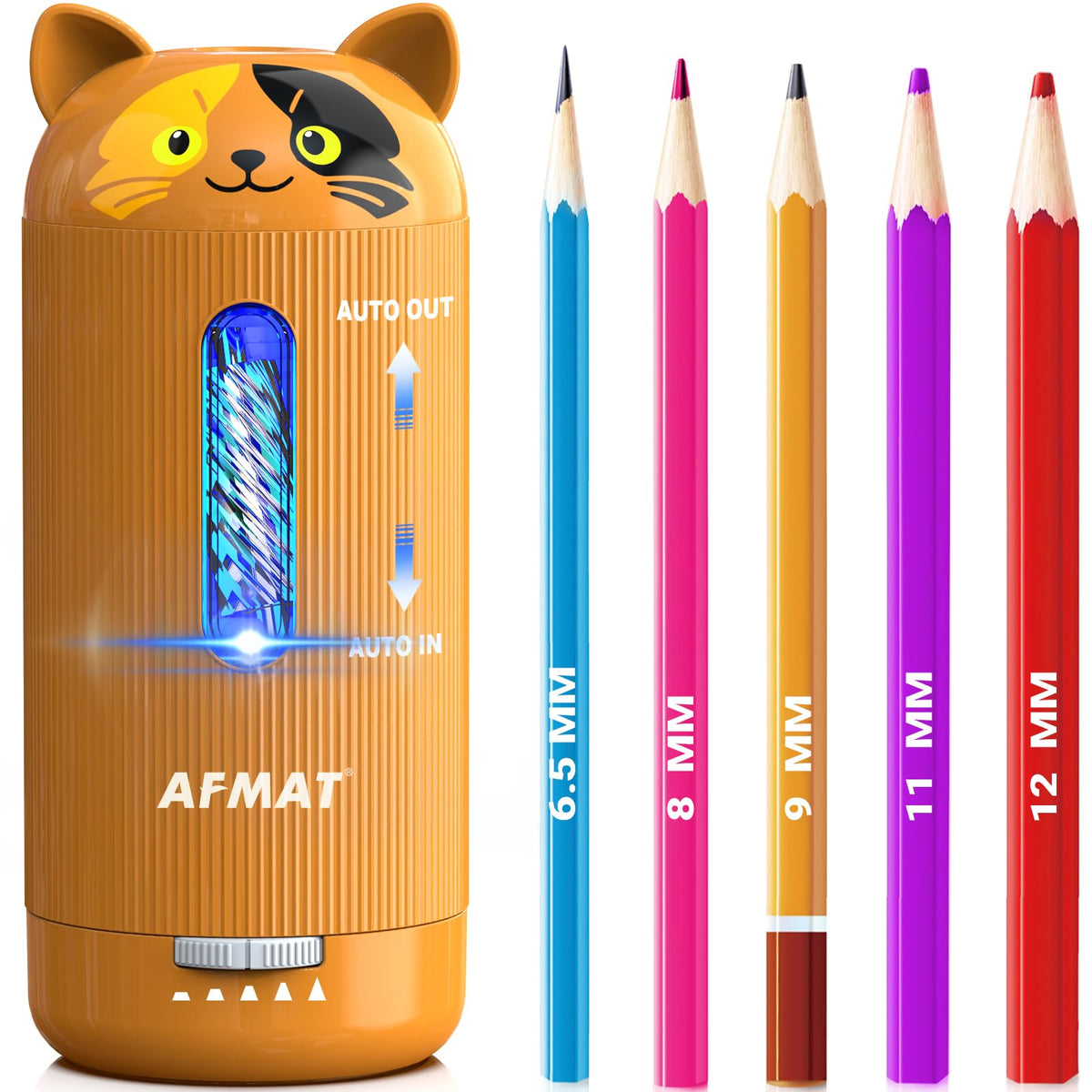 AFMAT Electric Pencil Sharpener, Fully Automatic, for 6.5-12mm Pencils