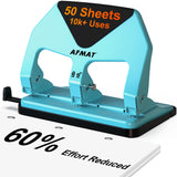 AFMAT HP20 Heavy Duty 3 Hole Punch, 60% Reduced Effort, 50-Sheet 3 Hole Puncher for Binder, 10,000+ Uses