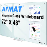 AFMAT Magnetic Glass Dry Erase Board, 72" x 48" Glass Wall Mounted Whiteboard, GB04WH3