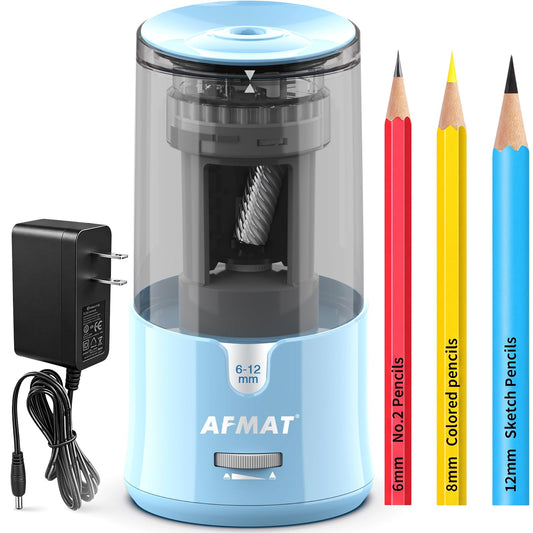 AFMAT Electric Pencil Sharpener, Plug-in Pencil Sharpener for 6-12mm Pencil | For No.2/Colored/Jumbo Pencils, Auto Stop, Super Fast & Sharp, Replaceable Blade, 8000+ Sharpenings for Classroom/Home/Office,PS92CY