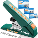 AFMAT ES18 Heavy Duty Stapler-100 Sheet, 50% Less Effort, 20,000+ Uses, ES18GN