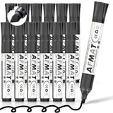 AFMAT 12-Count Black Whiteboard Dry Erase Markers, Chisel Tip, High-Capacity Liquid Ink for 1,100 Meters Writing Length, w/Visible Ink Level, Low Odor Erasable for Teacher Office Classroom,DB10X7