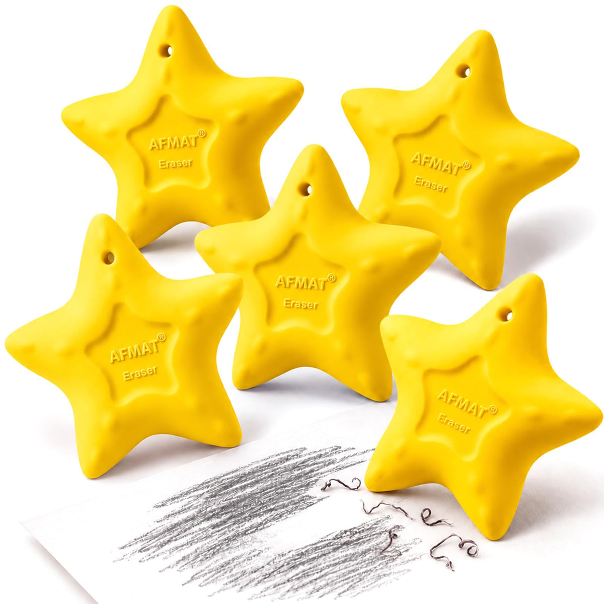AFMAT PE04 Erasers for Kids, Latex-Free, Self-Clumping Shavings, 5 Pcs