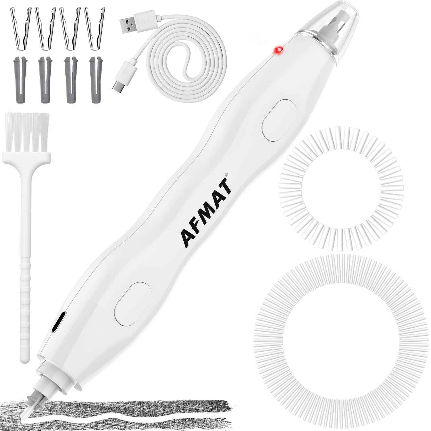 AFMAT Electric Eraser, with 140 Eraser Refills, Rechargeable Pencil Erasers for Artists, Electric Erasers for Drafting, Drawing, Painting, Sketching, Architectural Plans, Detailer Tool EE25WH