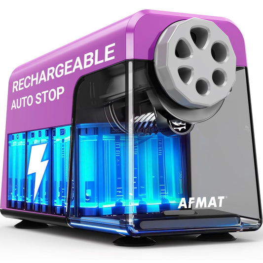 Disponibile in Italia:AFMAT PSD1 Temperamatite elettrico a 6 fori con contenitore, autostop & matite, ricaricabile, temperamatite elettrico per 6 – 11 mm n. 2/grandi/pastelli, 10.000 punte