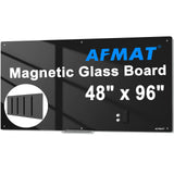 AFMAT Magnetic Glass Whiteboard, 96" x 48" Glass Dry Erase Board,GB04BK4