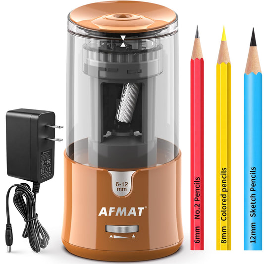AFMAT Electric Pencil Sharpener, Plug-in Pencil Sharpener for 6-12mm Pencil | For No.2/Colored/Jumbo Pencils, Auto Stop, Super Fast & Sharp, Replaceable Blade, 8000+ Sharpenings for Classroom/Home/Office,PS92BN