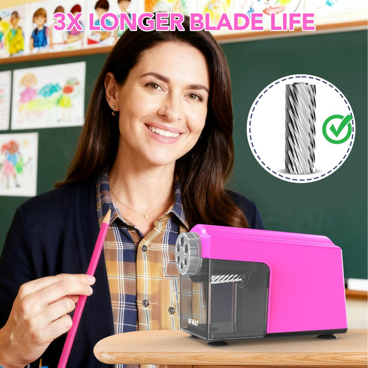 Verfügbar in Deutschland:：AFMAT PSD4 Elektrischer Spitzer, Große Kapazität Anspitzer mit Behälter mit 6 Löcher für 6-11mm stifte, Wiederaufladbar Robust Bleistiftspitzer Elektrisch für Klassenzimmer, Büro, Schule, Künstler