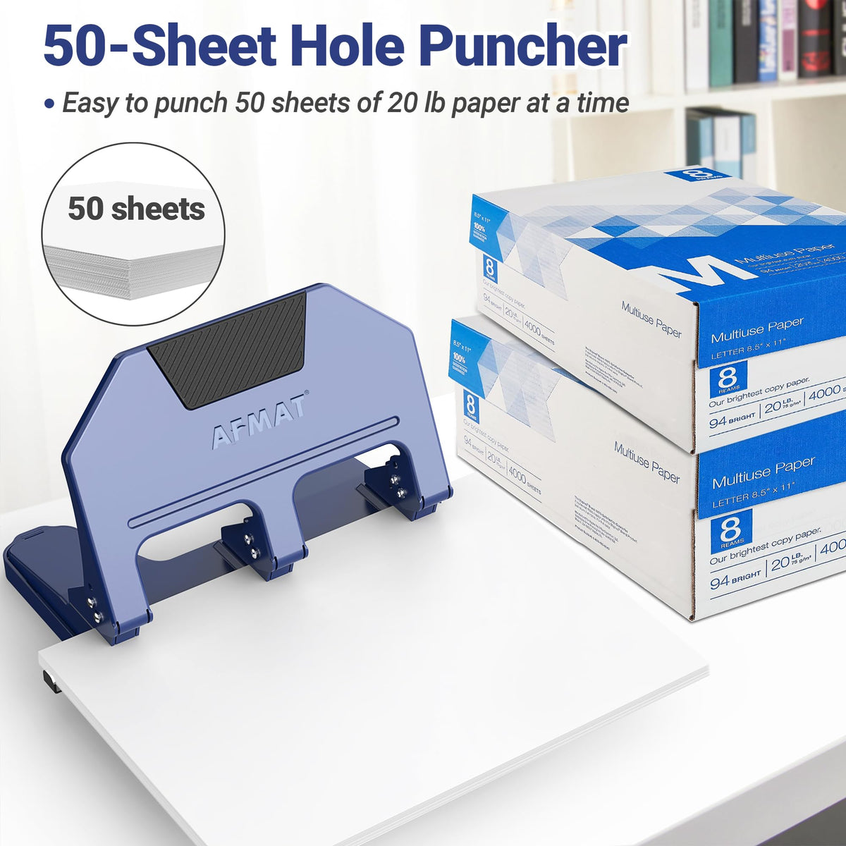 AFMAT 3 Hole Punch Heavy Duty, 9/32