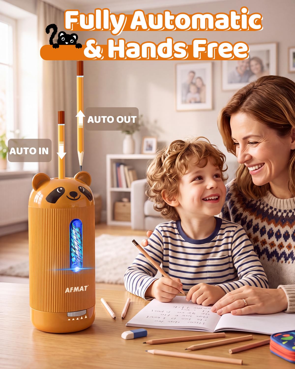 ✅Newest Model Best Features✅ AFMAT PSY3 Electric Pencil Sharpener, Fully Automatic, for 6.5-12mm Pencils,PSY3BN
