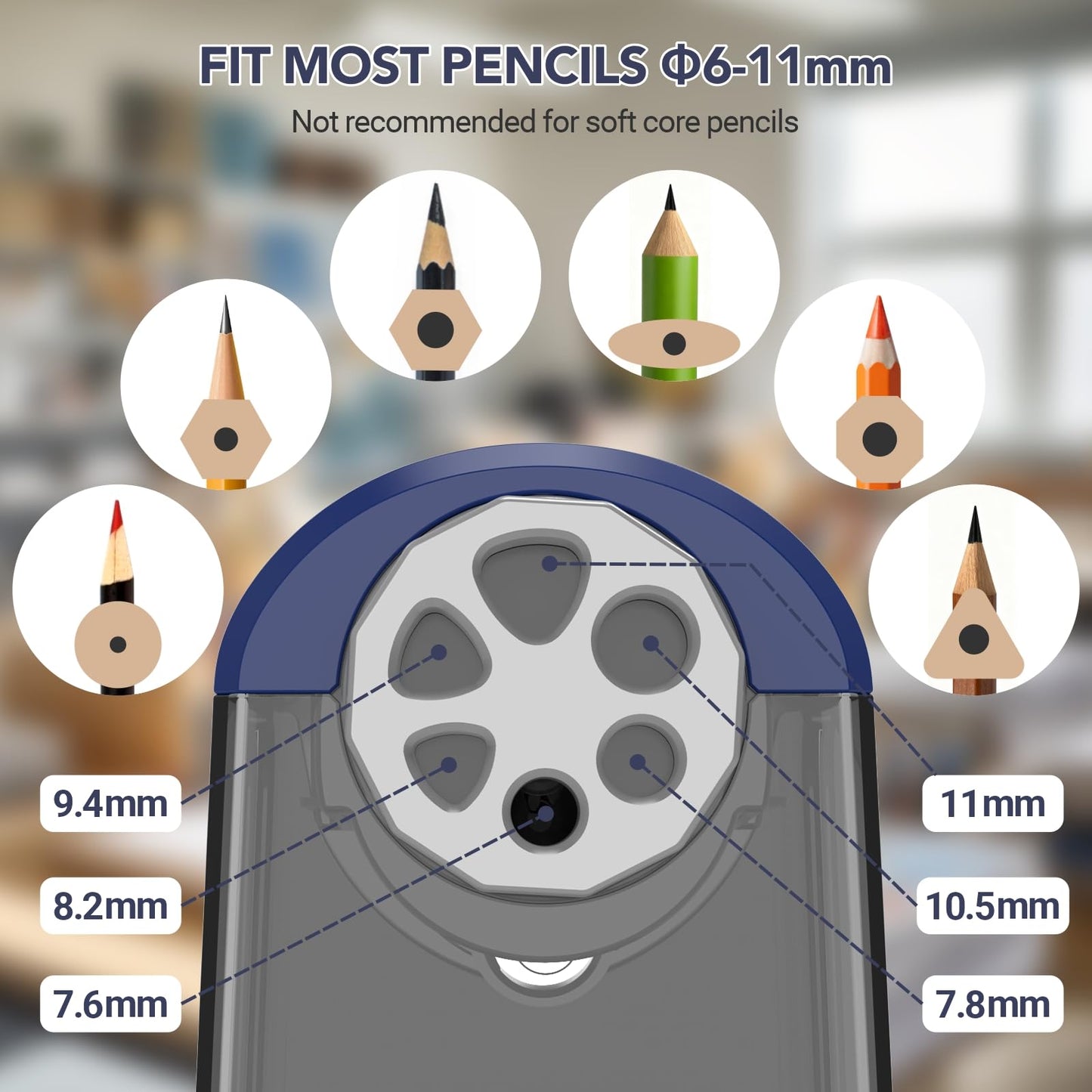 Rechargeable Classroom Electric Pencil Sharpener,PSD2BL