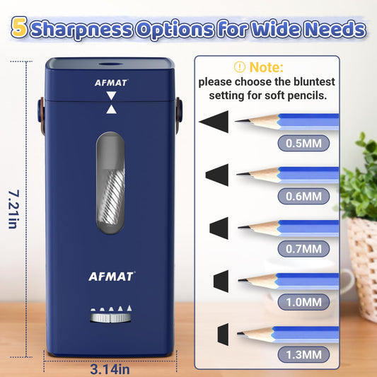 ✅Newest Model With Best Features✅Newly Upgraded Fully Automatic Rechargeable Electric Pencil Sharpener for 6-12mm No.2/Jumbo Pencils, 3X Longer Cutter Life,PSC6BL