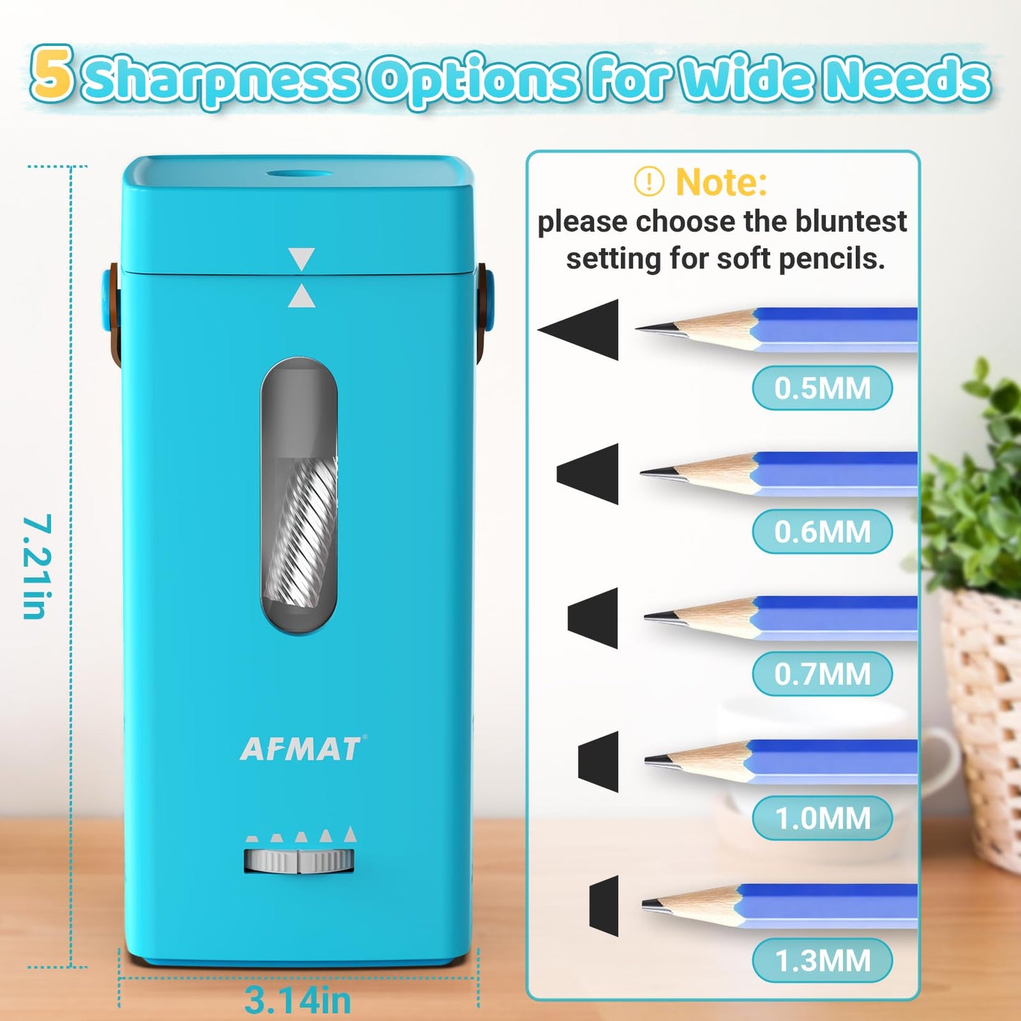 ✅Newest Model With Best Features✅Newly Upgraded Fully Automatic Rechargeable Electric Pencil Sharpener for 6-12mm No.2/Jumbo Pencils, 3X Longer Cutter Life,PSC6CY