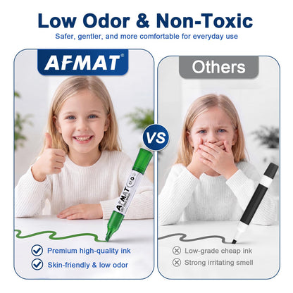 AFMAT Dry Erase Markers, Liquid Chisel Tip Whiteboard Markers with Visible Ink Window, Low Odor & Non-Toxic, 3X Large Capacity, No Residue for White Board, Classroom, Office, Home, 13 Colors, 40 Pack,DB14X2