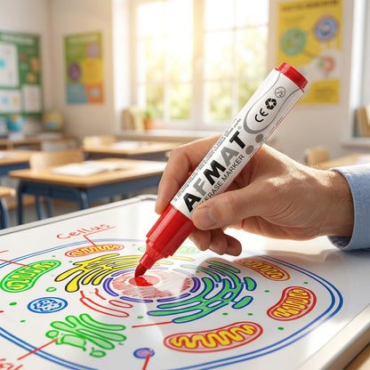 AFMAT Dry Erase Markers, 12-Count Whiteboard Markers, 1,100 Meters Writing Distance, Low Odor White Board Markers for Teacher Office Classroom (6 Bullet Tip + 6 Chisel Tip),DB103