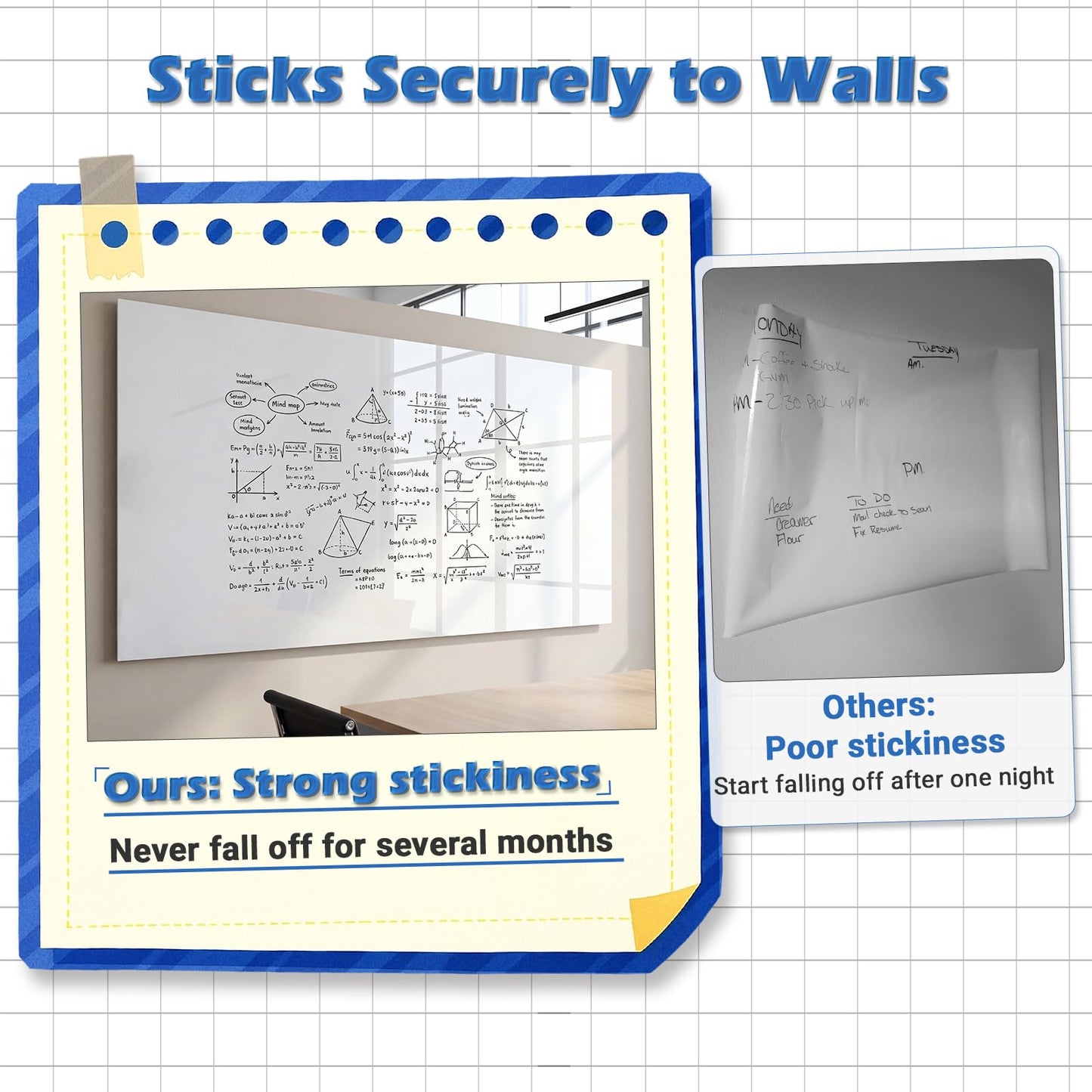 AFMAT White Board Dry Erase Paper, 48" x 36" Whiteboard Wallpaper, with 4 Markers, Stain-Proof & Super Sticky, No Ghost, 4' x 3' Peel and Stick Dry Erase Board Paper Roll for Wall/Home/Office,WS23E