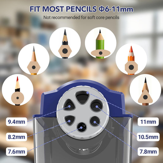 Disponible en France：AFMAT PSD4 Taille-crayon électrique, 6 trous, taille-crayon électrique avec récipient pour 6-11 mm, rechargeable par USB, haute performance, robuste, électrique pour salle de classe, écoles, maisons