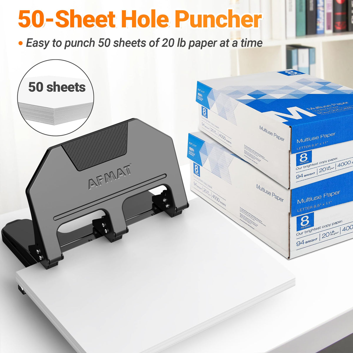 AFMAT 3 Hole Punch Heavy Duty, 9/32