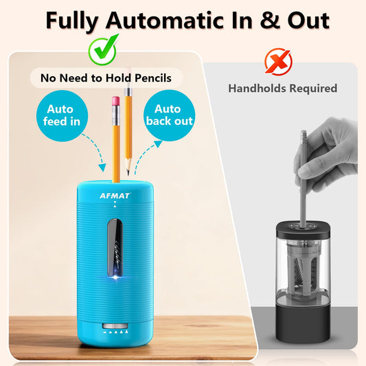 Newly Upgraded Fully Automatic Rechargeable Electric Pencil Sharpener, 3X Longer Cutter Life, PSC2CY