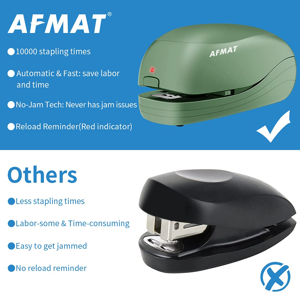 AFMAT ES03 Electric Stapler for Desk, Automatic Stapler Desktop, Office Staplers Electric, with Reload Reminder & Release Button, 25 Sheets Capacit,Black