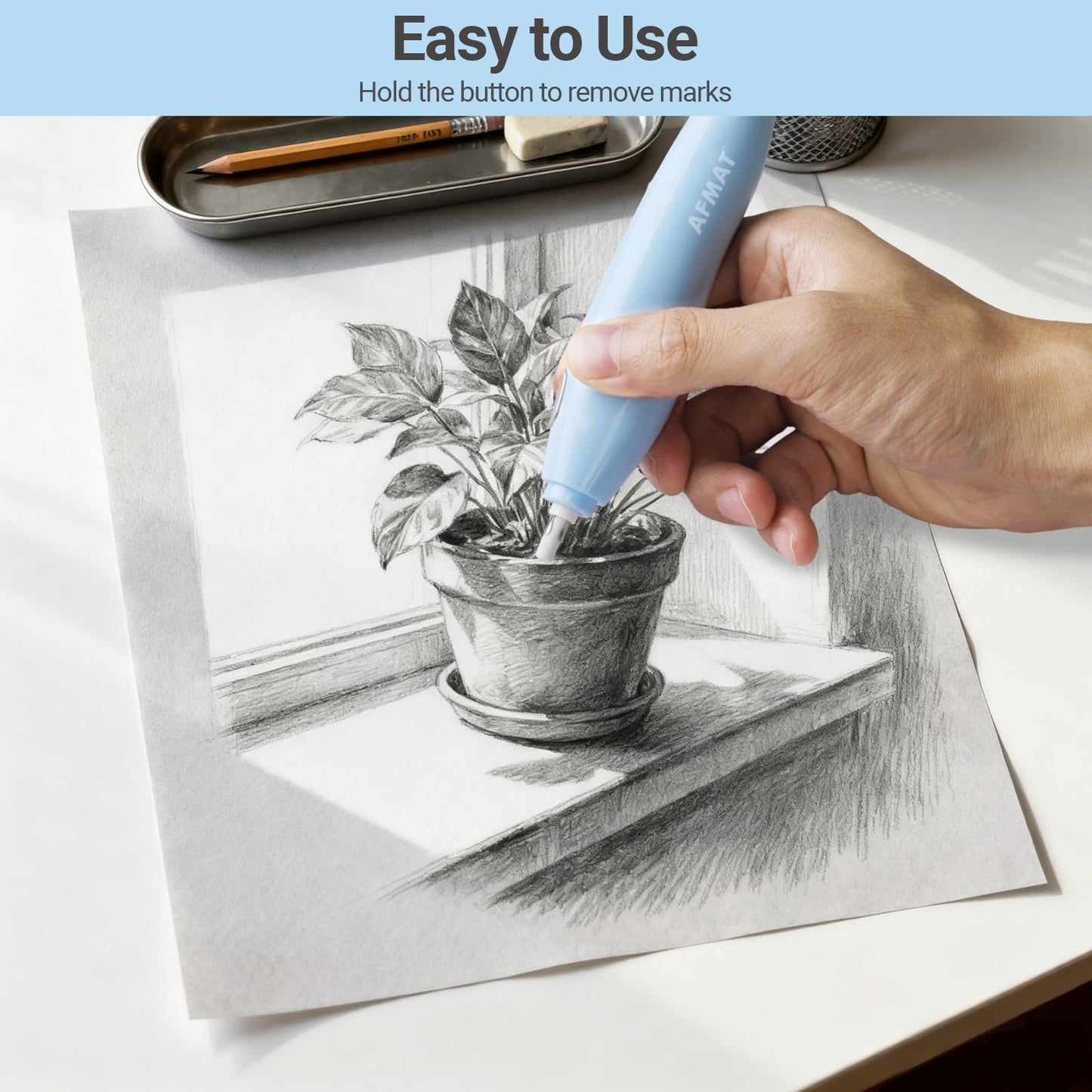 Rechargeable Electric Eraser for Artists, with 140 Eraser Refills, EE04
