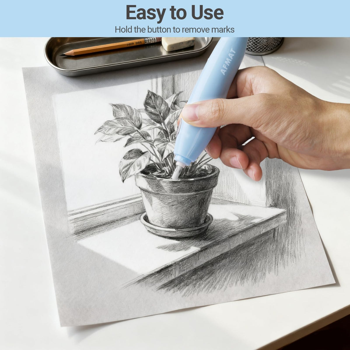 Rechargeable Electric Eraser for Artists, with 140 Eraser Refills, EE15