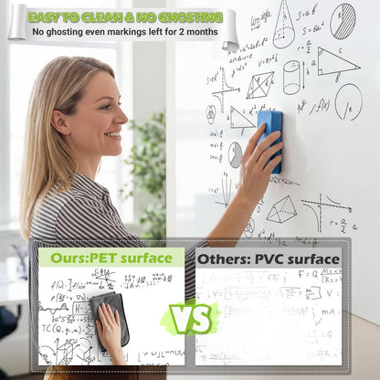 AFMAT Whiteboard Sticker for Wall, 4x8ft White Board Paper, Super Sticky Dry Erase Wallpaper, Peel and Stick Dry Erase Board with 20 Markers, No Ghosting Whiteboard Paper for Home Office Classroom,WS48C
