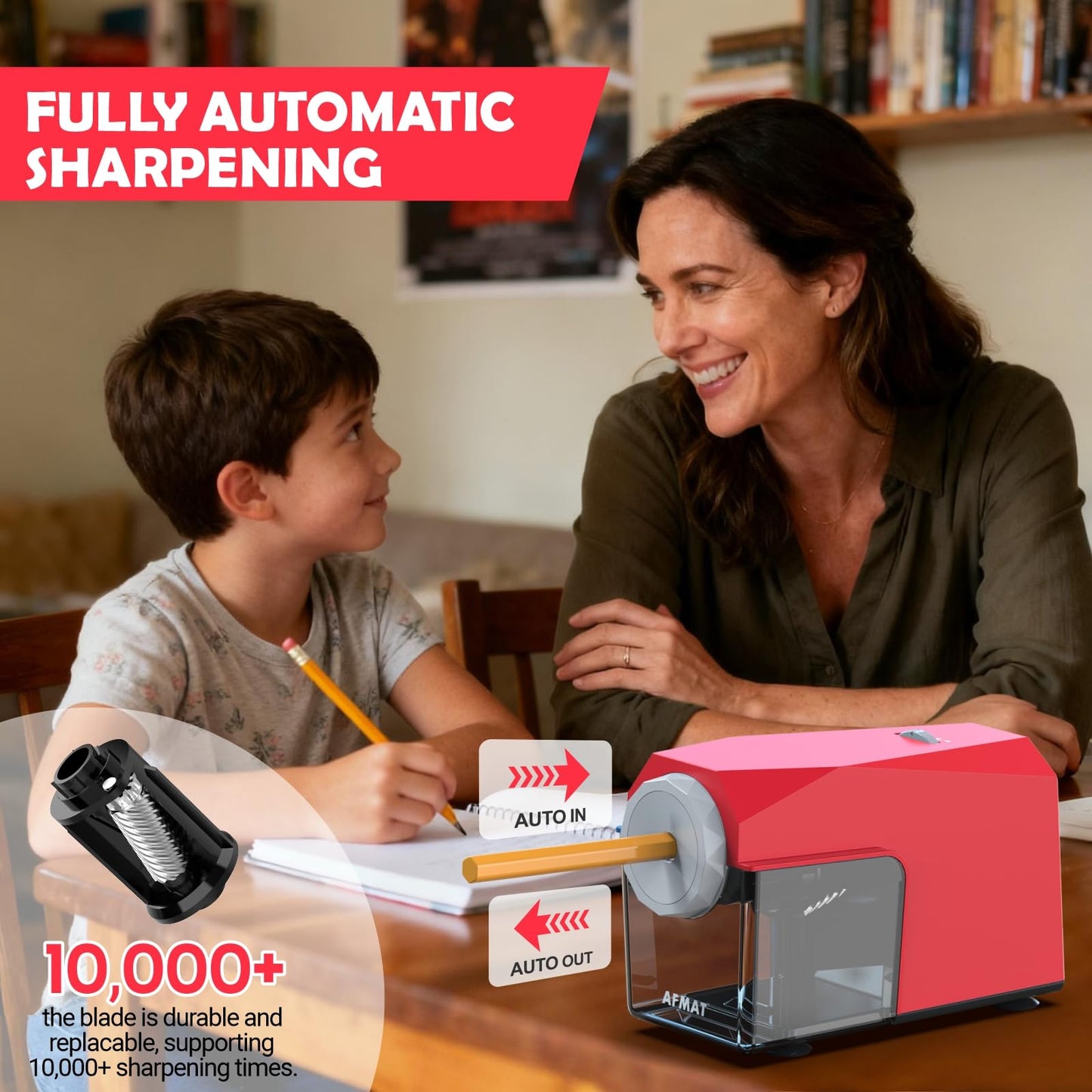 Newly Upgraded Fully Automatic Electric Pencil Sharpener,3X Longer Cutter Life,PSC4GN
