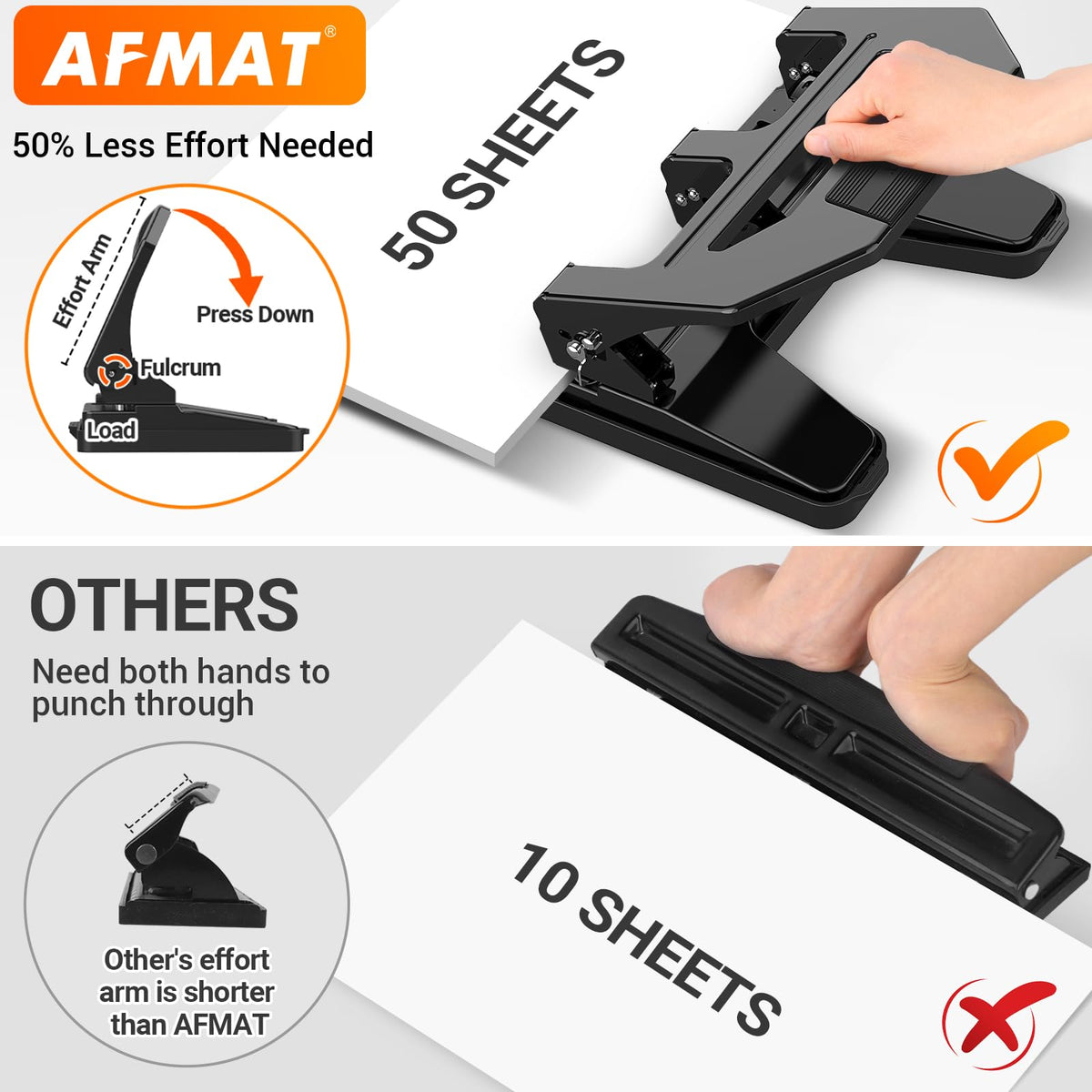 AFMAT 3 Hole Punch Heavy Duty, 9/32