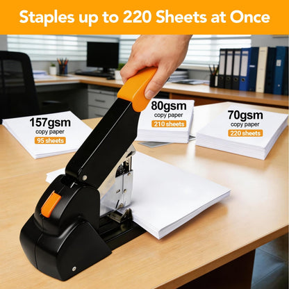 AFMAT Heavy Duty Stapler, 220 Sheets Capacity Stapler for Classroom, 60% Reduced Effort, Jam Free, Adjustable Paper Depth, Metal Desk Office Staplers w/ 50,000+ Uses, Includes 7000Pcs Staples, ES15OR