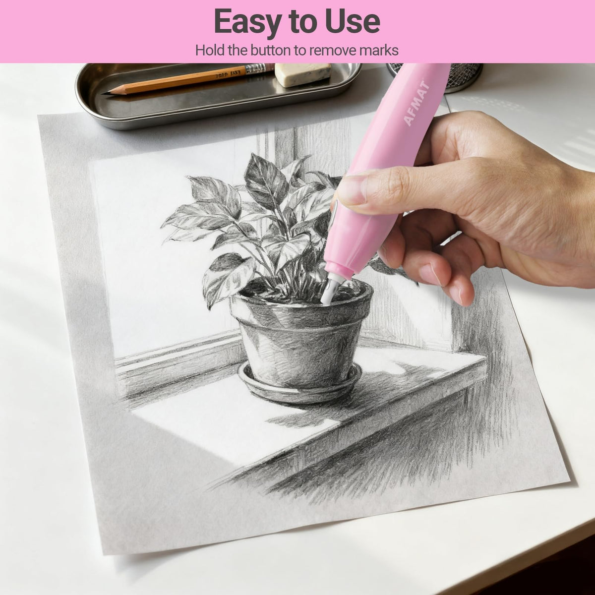 Rechargeable Electric Eraser for Artists, with 140 Eraser Refills, EE15