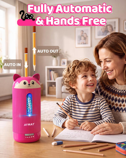 💥Limited Edition!🦊Cutest Animal Collection Is Here🦊✅Newest Model With Best Features✅AFMAT Electric Pencil Sharpener, Fully Automatic, for 6.5-12mm Pencils Rechargeable & Cordless,PSJ4RR