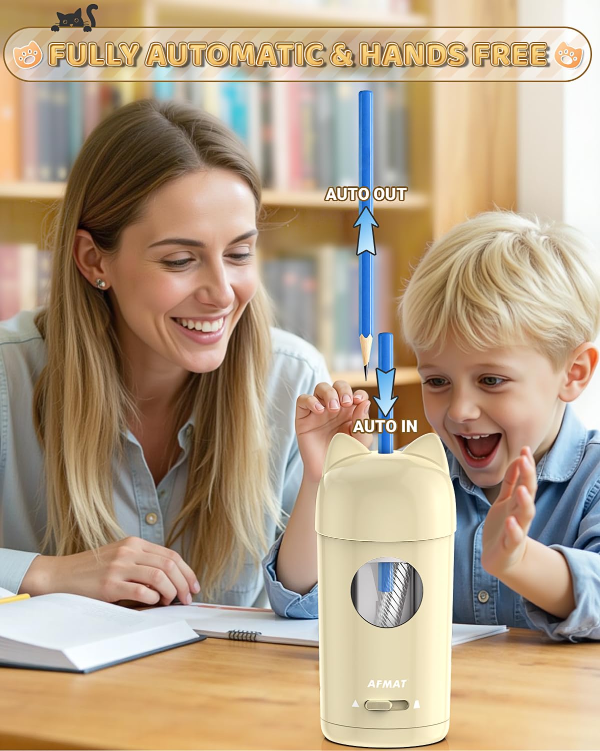 🎀Perfect Gift For A Teacher🎀Fully Automatic Rechargeable Electric Pencil Sharpener for φ7-8mm No.2/Colored Pencils,PSX9GD