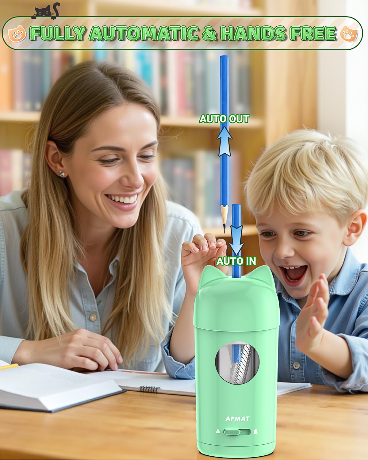 🎀Perfect Gift For A Teacher🎀Fully Automatic Rechargeable Electric Pencil Sharpener for φ7-8mm No.2/Colored Pencils,PSX9GN