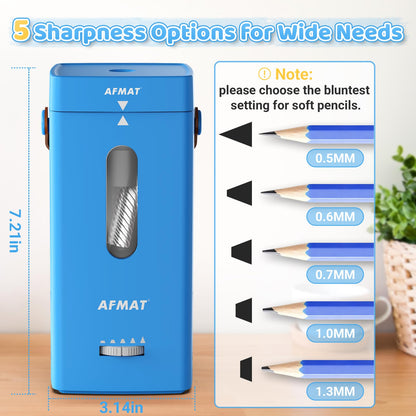 ✅Newest Model With Best Features✅Newly Upgraded Fully Automatic Rechargeable Electric Pencil Sharpener for 6-12mm No.2/Jumbo Pencils, 3X Longer Cutter Life,PSC6BS