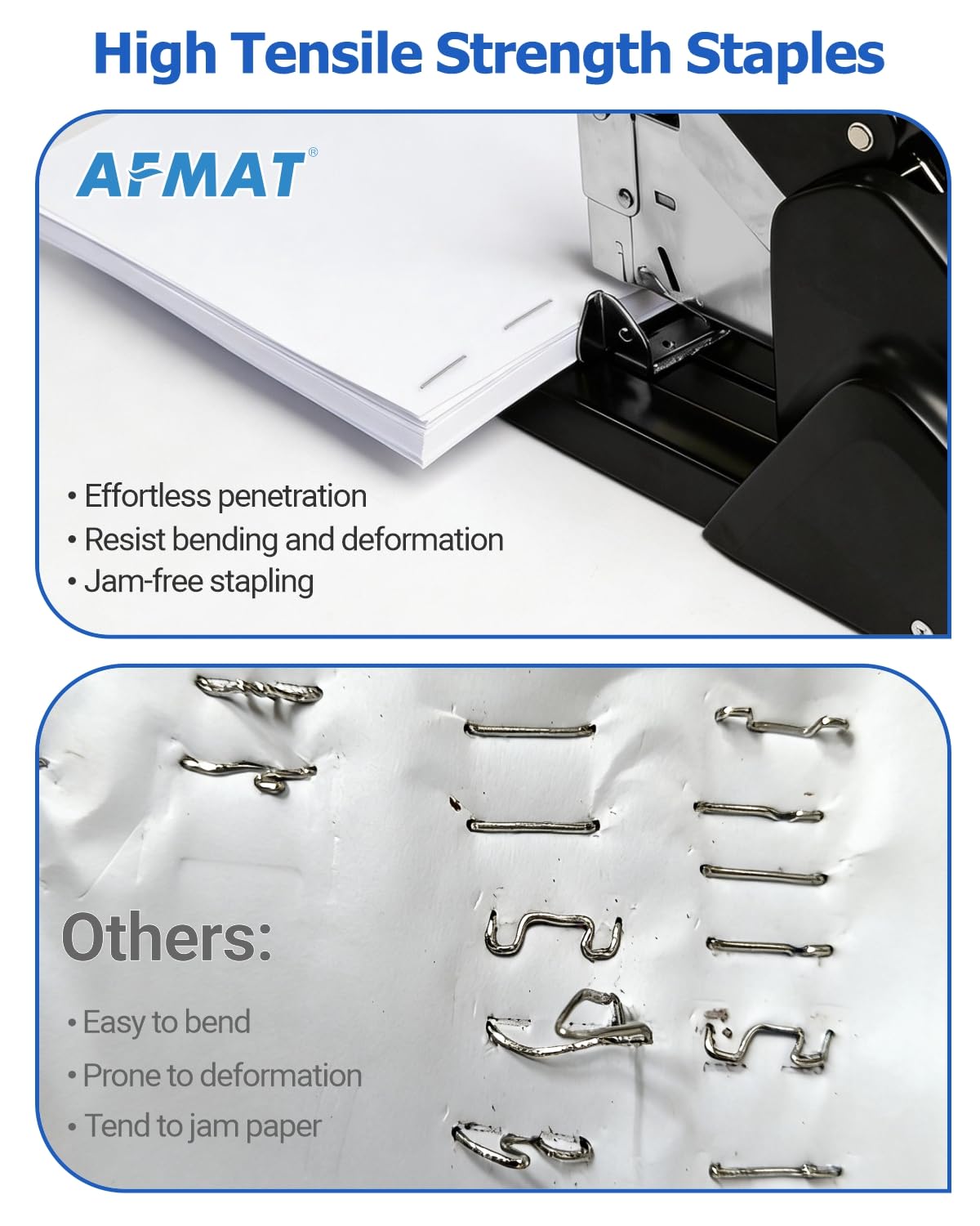AFMAT Heavy Duty Staples 23/8-23/23, 7000 Pcs, High Carbon Steel Staple for Stapling Up to 220 Sheets(70gsm), Anti-Rust, Jam-Free, Staple Refills for Heavy Duty Stapler, Each Size 1000 Pcs (1 Box)