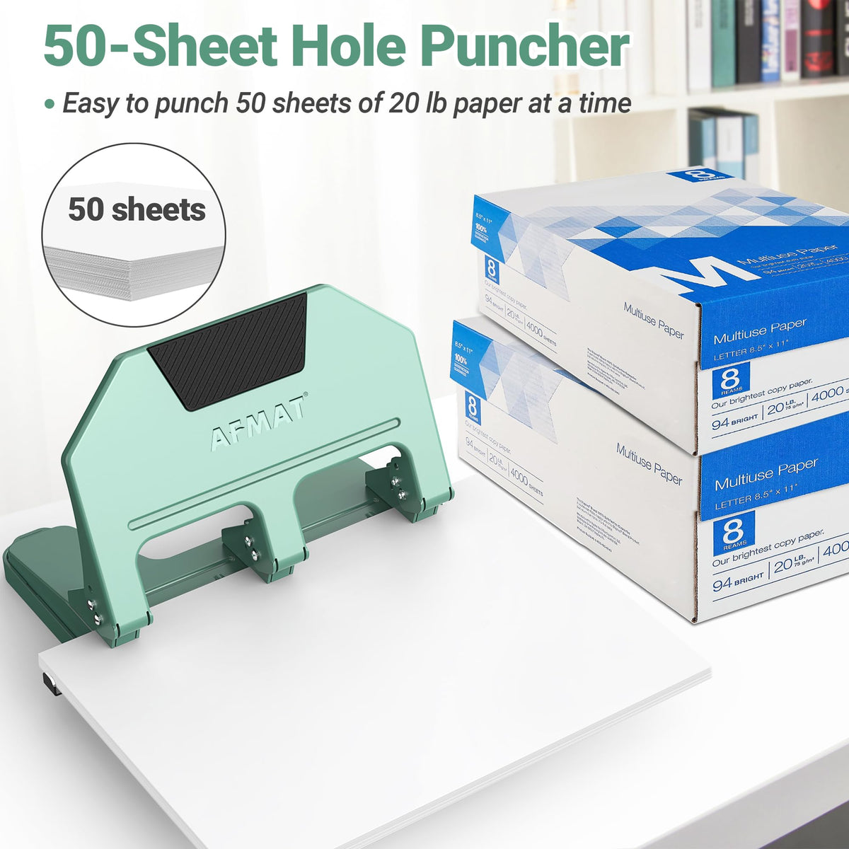 AFMAT 3 Hole Punch Heavy Duty, 9/32