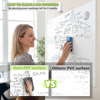 AFMAT Whiteboard Sticker for Wall, 48" x 36" White Board Paper, Super Sticky Dry Erase Wallpaper, Peel and Stick Dry Erase Board with 3 Markers, No Ghosting Whiteboard Paper for Home Office Classroom,WS23C