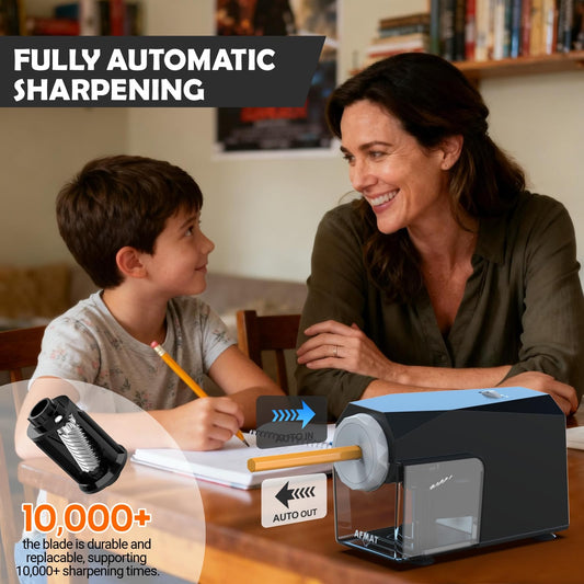 ✅Newest Model With Best Features✅Newly Upgraded Fully Automatic Electric Pencil Sharpener for 6.5-10.5mm No.2/Jumbo/Colored Pencils,3X Longer Cutter Life,PSC4BK