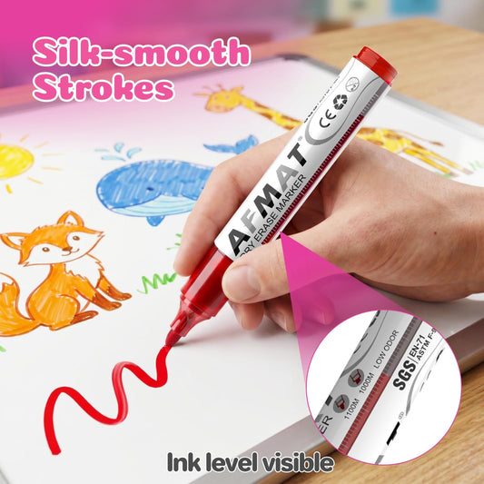 AFMAT Dry Erase Markers, 3x High Capacity, Liquid Bullet Tip Whiteboard Markers with Visible Ink Level, Low Odor Erasable Markers for Teachers, Classroom Essentials, Office Supplies[7 Colors, 21 Pack],DB13Y2
