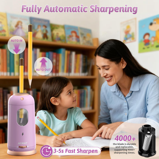 Fully Automatic Rechargeable Electric Pencil Sharpener for 7-11.5mm Colored/Jumbo Pencils,PSC8PR