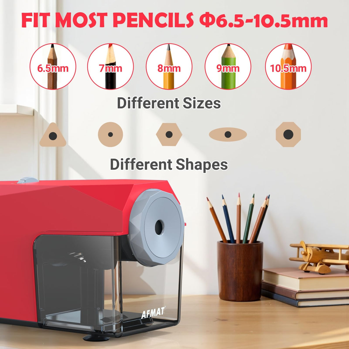✅Newest Model With Best Features✅Newly Upgraded Fully Automatic Electric Pencil Sharpener for 6.5-10.5mm No.2/Jumbo/Colored Pencils,3X Longer Cutter Life,PSC4RD