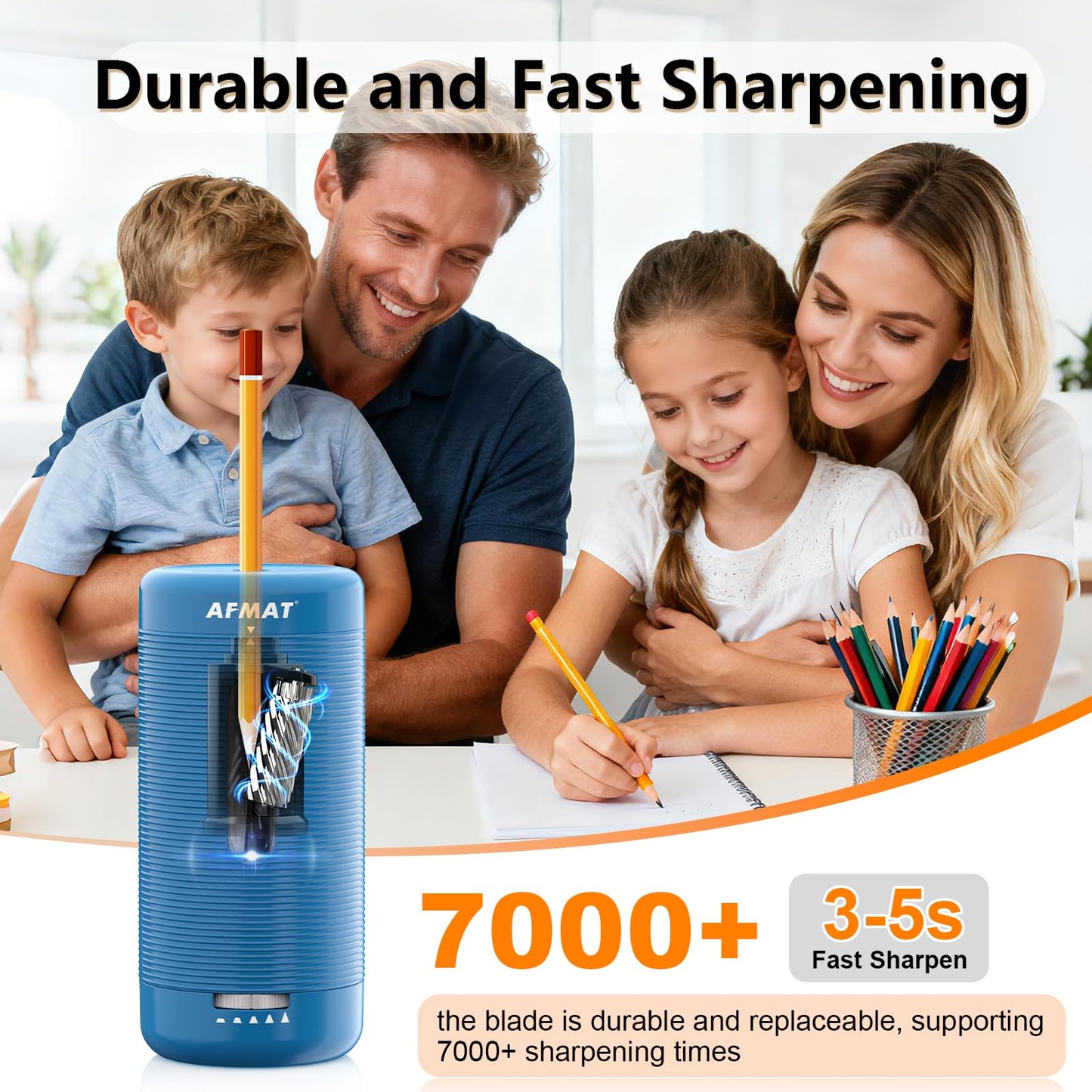 ✅Newest Model With Best Features✅Newly Upgraded Fully Automatic Rechargeable Electric Pencil Sharpener for 6-12mm No.2/Jumbo Pencils, 3X Longer Cutter Life, PSC2BS