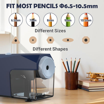 ✅Newest Model With Best Features✅Newly Upgraded Fully Automatic Electric Pencil Sharpener for 6.5-10.5mm No.2/Jumbo/Colored Pencils,3X Longer Cutter Life,PSC4BL