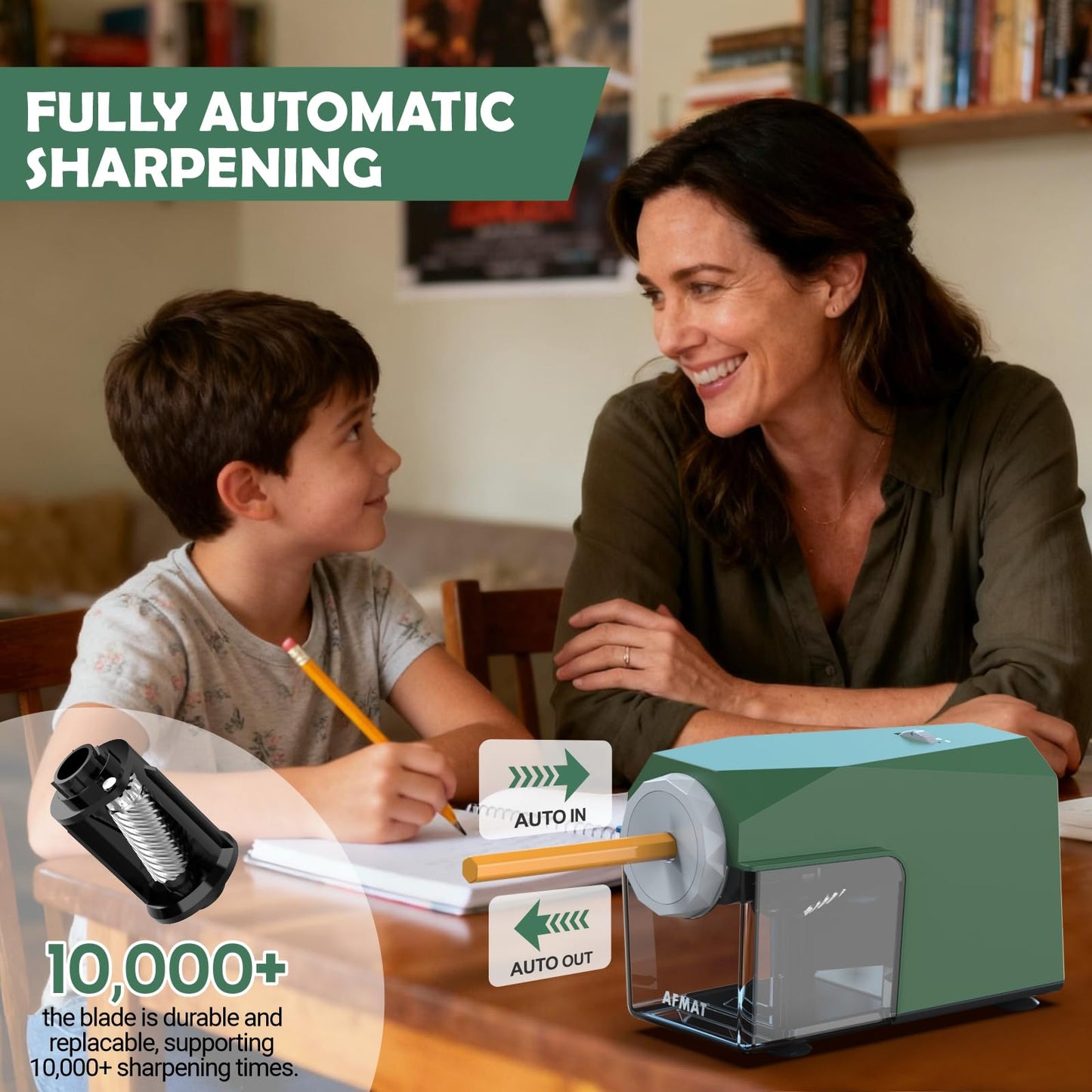 Newly Upgraded Fully Automatic Electric Pencil Sharpener,3X Longer Cutter Life,PSC4GN