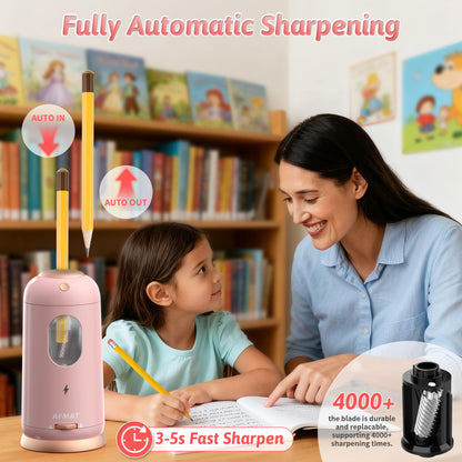 Fully Automatic Rechargeable Electric Pencil Sharpener for 7-11.5mm Colored/Jumbo Pencils,PSC8PK