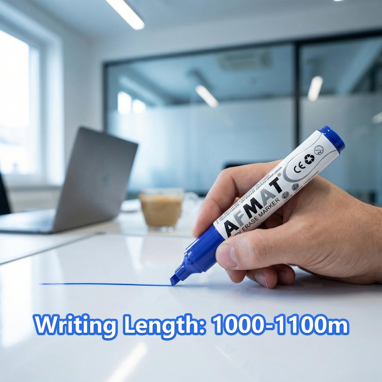 AFMAT Dry Erase Markers, 12-Count Whiteboard Markers, 1,100 Meters Writing Distance, Low Odor White Board Markers for Teacher Office Classroom (6 Bullet Tip + 6 Chisel Tip),DB101