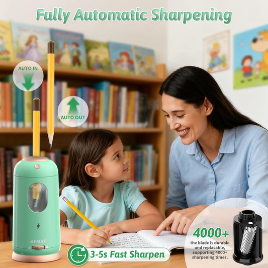 Fully Automatic Rechargeable Electric Pencil Sharpener for 7-11.5mm Colored/Jumbo Pencils,PSC8GN